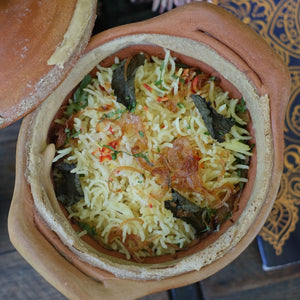Lucknowi chicken biryani (in clay pot)